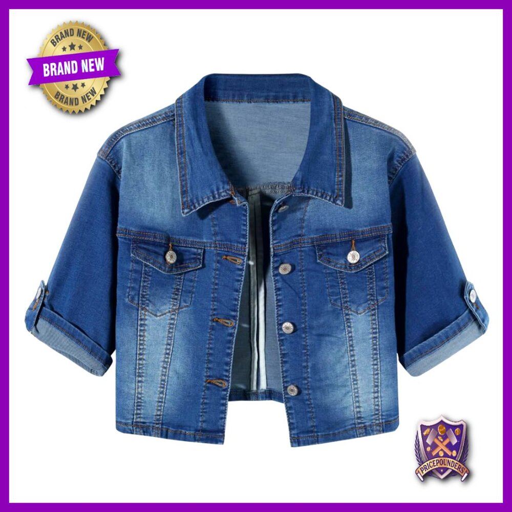 Denim Jacket Button Down Shawl Collar Stretch Classic Y2k Chic Casual Wear